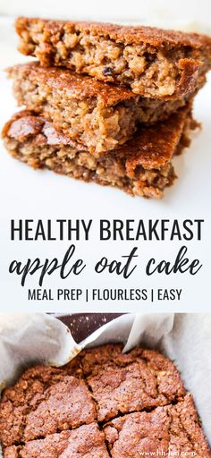 healthy breakfast apple oat cake with text overlay