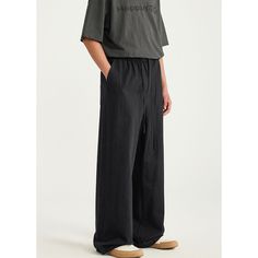 Bamboo Cotton And Linen Wide Leg Black Casual Pants Fabric: 100% Cotton Size: S, M, L, XL Multiple Color Selections: Black  Season: Spring, Fall, Summer Casual Black Full-length Bottoms, Casual Black Full Length Bottoms, Black Full Length Casual Bottoms, Baggy Black Sweatpants For Spring, Black Baggy Sweatpants For Spring, Black Wide-leg Sweatpants, Black Straight Leg Summer Pants, Black Wide Leg Sweatpants For Summer, Black Straight Leg Pants For Summer