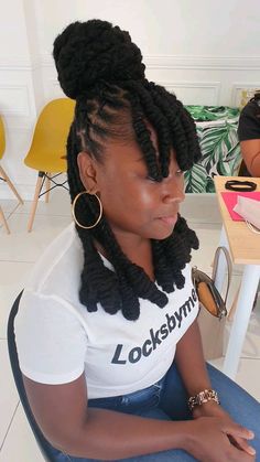 - Check more at https://howcandothis.com/hairstyleideas/89590/ Loc Updo Styles Long, Braided Loc Updo, Twist Loc Styles, Simple Loc Styles, Black Hair Locks, Loc Styles For Black Women, Lock Hairstyles, Long Loc Styles, Locks Hairstyles