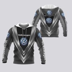 the front and back of a volkswagen hoodie