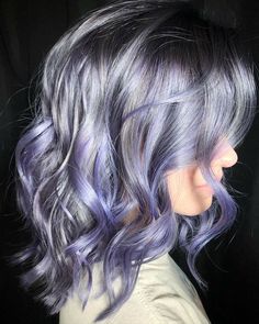 Purple Grey Hair, Long Hair Designs, Hair Today Gone Tomorrow, Salon Ideas, Hair Coloring, Grey Hair, Hair Today, Silver Hair, Purple Grey