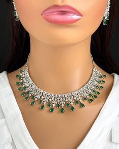 Buy Emerald Green CZ Diamond Necklace American Diamond Wedding Necklace, Cz Jewelry, Indian, Pakistani, Punjabi Wedding Jewelry, Gift for Her Online in India - Etsy Punjabi Wedding Jewelry, Diamond Wedding Necklace, Diamond Necklace Wedding, Bridal Necklace Designs, Expensive Rings, Spiritual Necklace, Punjabi Wedding, Jewelry Indian, Cz Jewelry