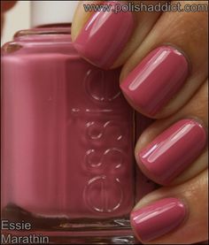 Essie Marathin #Essie #swatches Chalky Pink Nails, Cool Pink Nail Polish, Dusky Pink Nails, Dusty Pink Nail Polish, Essie Pale Pink Polish, Essie Nail Polish Pink, Essie Swatches, Nails Grunge