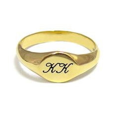 Gold signet ring, Custom name ring, Monogram initial Ring, Personalized Letter Ring, Engraved initia Classic Gold Rings With Initials, Gold Oval Initial Ring With Engraving Option, Yellow Gold Oval Initial Ring, Gold Oval Rings With Initials, Classic Gold Rings With Monogram, Gold Signet Ring With Initials For Anniversary, Gold Signet Ring With Initials For Gift, Classic Gold Monogram Ring, Oval Monogram Signet Ring For Promise