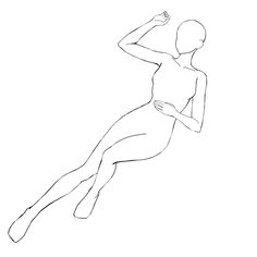 a drawing of a woman in the air with her arms behind her head and legs spread out