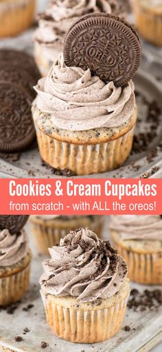 cookies and cream cupcakes from scratch - with all the oreos