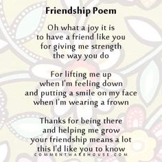 a poem with flowers on it that reads,'friends poem oh what a joy it is to have a friend like you for giving