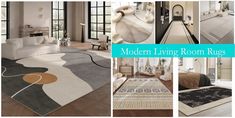 modern living room rugs are featured in this collage