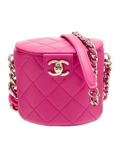 Chanel Crossbody BagFrom the Cruise 2020 Collection by Virginie ViardPink LambskinInterlocking CC Logo, Quilted Pattern & Chain-Link AccentGold-Tone HardwareChain-Link Shoulder StrapChain-Link AccentsPoplin Lining with Card SlotsTurn-Lock Closure at FrontIncludes Dust Bag & Authenticity Card Luxury Pink Bag With Chain Detail, Luxury Pink Bag With Chain, Bri Aesthetic, Chanel Crossbody, Quilted Pattern, Vanity Case, Bags Aesthetic, Cc Logo, Cute Bags