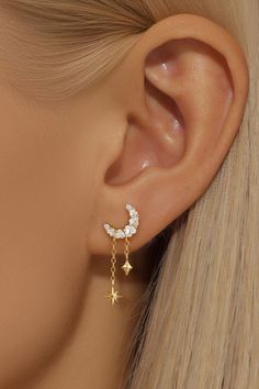 Elevate your everyday style with these dreamy crescent moon and star charm earrings. Designed for those who love a bit of magic, these earrings bring a touch of the cosmos to any outfit. Whether you're dressing up or keeping it casual, these are the ultimate go-to for adding a little sparkle to your day. 🌟🌙 #CosmicChic #MoonAndStarEarrings #JewelryInspo #MFJewelry #EverydayMagic Celestial Earrings, Moon And Star Earrings, Silver Moon, Light Weight Earrings, Star Charms, Jewelry Inspo, Stars And Moon, Charm Earrings, Everyday Fashion