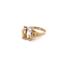 Vintage 1940's 10k yellow gold rectangular stone ring. The ring would be a great travel ring. The size of the ring is a 7, and has the ability to be resized. The height of the ring off of the finger is 4.3mm. The width of the band is 2mm. Center stone measures 10mm x 7.7mm Art Deco Gold Baguette Cut Ring, Gold Art Deco Baguette-cut Ring, Formal Birthstone Ring With Rectangular Stone, Gold Art Deco Baguette Cut Ring, Vintage 14k Gold Signet Ring With Center Stone, Rectangular Gemstone Signet Ring In Fine Jewelry Style, Classic Anniversary Ring With Rectangular Shape, Classic Rectangular Birthstone Promise Ring, Formal Rectangular Birthstone Ring