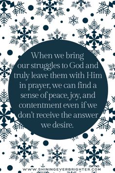 When we bring our struggles to God and truly leave them with Him in prayer, we can find a sense of peace, joy, and contentment even if we don’t receive the answer we desire. Do you have something to bring to God? Keep reading to find encouragement and join me in prayer. 

Please love, save, and comment!

#prayer #prayerinspiration #christianliving #trustgod #shiningeverbrighter