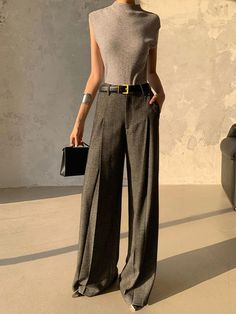 High Waist Pleated Pants Without Belt Regular Fit Pants, Dress Pant Suit, High Waist Pants, Plain Style, Blouse Pants, Pleated Pants, Fit Pants, Pants Length, Dress Suits