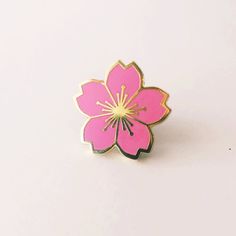 Sakura / Cherry Blossom enamel pin. 3/4 hard enamel polished brass plated lapel pin with a black plastic backing. Designed and sold by Julia Wang. Cute Hipster Outfits, Backpack Pins, Jacket Pins, Sakura Cherry Blossom, Enamel Pin Badge, Enamel Lapel Pin, Cool Pins, Cute Pins, Pinback Buttons