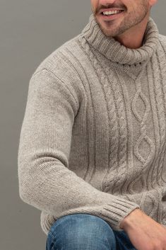 "Unisex wool turtleneck sweater in various color is a great example of a mixture of traditions and the same freedom of ability to wear this sweater whenever you are spending time in nature or going to the theater, restaurant with your family or friends. This gray turtleneck freely fits under the jacket. The pattern in front gives a link to classical traditions of the sweaters, however, designed as a turtleneck this pullover creates a modernistic style which is very popular nowadays. Model's heig Cream Turtleneck Outfit Men, Classic Knitted Winter Turtleneck, Classic Winter Cable Knit Turtleneck, Rudolph Richardson, Brown Turtleneck Outfit, Turtleneck Aesthetic, Holiday Party Outfit Inspiration, Turtleneck Outfit Men, Wardrobe Building