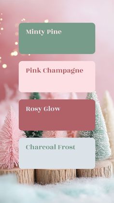 the pink champagne color scheme is shown in three different colors, including green and red