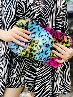 Faux Fur Pouch can be worn with wristband or long chain. A soft and wild addition to your favorite fit! 2W*8H*1D * Final sale. Trendy Pouch Wristlet, Trendy Multicolor Clutch Wristlet, Diy Wig, Sparkle Gift, Wig Party, Sparkle Jewelry, Wrist Band, Colorful Makeup, Long Chain