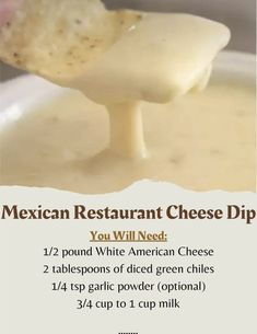 the mexican restaurant cheese dip is ready to be eaten