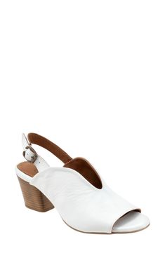 A rich leather upper and adjustable slingback strap elevate a weekend-ready sandal lofted by a stacked block heel. 2 1/2" heel Adjustable slingback strap with buckle closure Leather upper and lining/rubber sole Made in Turkey Swim Leggings, V Style, High Waisted Swim, Womens Scrubs, Heeled Sandal, Leather Shops, Slingback Sandal, Casual Sandals, Boots For Sale