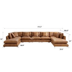 Aalto Boutique Tan Feathers U-Shaped Bumper Sectional- 25Home Furniture U Shaped Couch Living Room, Feathers Sectional, Leather Sectional Living Room, U Couch, Leather Couch Sectional, Washable Sofa Covers, Brown Leather Couch, U Shaped Couch, Brown Sectional