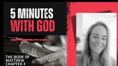 a woman holding a book with the words 5 minutes with god in front of her