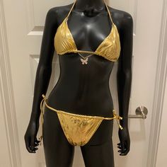 Gold Metallic Bikini With Charming Bikini’s Charms! Brand New Size Small Please Ask All Questions Before Purchasing No Refunds Check Out My Other Listings Gold Tie-side Bottom Swimwear For Swimming, Gold Tie-side Bottom Swimwear For Pool, Gold Tie-side Swimwear For Pool, Gold Summer Swimwear For Swimming, Gold Stretch Swimwear For The Beach, Gold Summer Swimwear For Poolside, Gold Fitted Swimwear For Sunbathing, Gold Tie-side Swimwear For Beach Season, Gold Stretch Swimwear For Beach Season