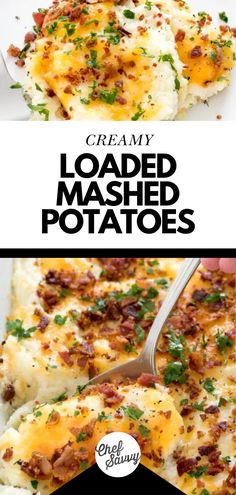 loaded mashed potatoes with bacon and cheese on top