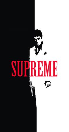 a man in a suit and tie with the words supreme on his chest next to him