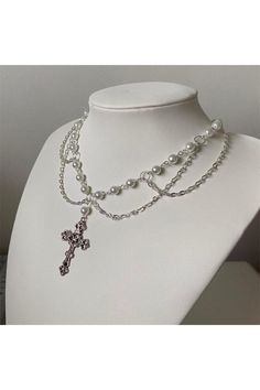 Material : Metal Cottagecore Jewelry, Online Purchase, Rosary, Layered Necklaces