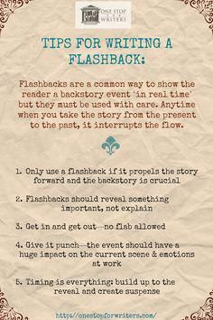 a piece of paper that has some type of writing on it with the words tips for writing a flashback