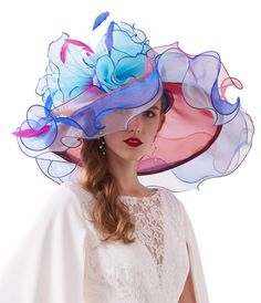 PRICES MAY VARY. Multiple Uses: 1. It is organza hat. 2. The flower can be removed on the hat, it is mesh organza flower fascinator with hair clip. 3. A perfect choice for gift, decorations and bridal fascinator. The hat brim is about 5.1 inchs all the way around, it can fit for head circumference 21.26 inch~22.83 inch, and adjustable small elastic sweatband built in. Wear to Church, Derby, Garden Parties or Gatsby Picnics, look stylish and vibrant. Perfect for Wedding, Bridal Shower, Cocktail, Derby Hats Fascinators, Flower Fascinator, Wedding Tea, Tea Party Hats, Organza Flowers, Melbourne Cup, Wedding Fascinators, Wide Brim Sun Hat, Feather Flower