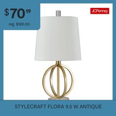 Included: 1 Lamp Shade(s)Light Bulb Base: E26 Medium (standard)Light Bulb Type: IncandescentNumber of Light Bulbs: 1Power Source: Plug-InShape: EmpireSwitch Type: On/Off SwitchUl Location Rating: DryWattage (watts): 60wMeasurements: 9.5 Depth/Inches, 9.5 Width/Inches, 20 Height/InchesCord Length (ft.): 5 FtShade Height: 8 1/2 InWeight (lb.): 2 LbAssembly: Assembly RequiredBase Material: 50% Acrylic, 50% SteelFinish: PaintedShade Material: LinenCare: Wipe CleanControl Types: On/Off SwitchDecor S… Lamp Color, Gold Table Lamp, Lamps Table, Gold Table, Light Bulb Types, Light Bulbs, Table Lamps, Antique Gold, On Off