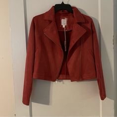 Lauren Conrad Suede Moto Jacket Color: Berry Mist Size: Xs Brand New With Tags Additional Details: Zipper Front Suede 22 In Approximate Length Materials: 92% Polyester 8% Spandex Fall, Transitional Weather, Autumn, Suede Red Long Sleeve Moto Outerwear, Red Moto Outerwear With Zipper Closure, Red Biker Outerwear For Fall, Fall Red Long Sleeve Biker Jacket, Red Long Sleeve Biker Jacket For Fall, Red Casual Long Sleeve Biker Jacket, Casual Red Long Sleeve Biker Jacket, Casual Red Winter Biker Jacket, Red Biker Jacket For Work In Spring