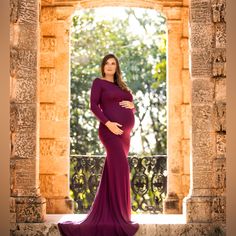 Sew Trendy Maternity Krysten Gown In Plum - Size M. Worn Once For Maternity Session. Spring Photo Shoot, Maternity Long Dress, Maternity Gown, Dresses Spring, Trendy Maternity, Spring Photos, Maternity Gowns, Maternity Session, Trendy Dresses