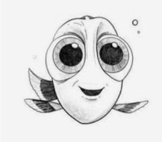 a drawing of a fish with big eyes