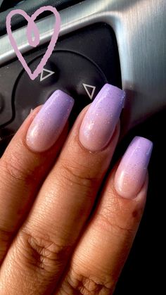 Nails To Match A Purple Dress, Light Purple Sparkly Acrylic Nails, Nails That Go With Light Purple Dress, Purple Ombre Nails With Design, Light Purple Nails Medium Length, Cute Hoco Nails For Purple Dress, Light Purple And Silver Nails Acrylic, Prom Nails For Lilac Dress, Hoco Nails Short Almond