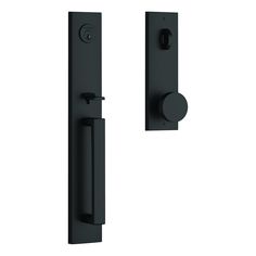 a black door handle on a white background