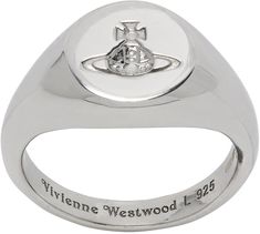 Band ring in sterling silver. · Logo graphic engraved at face · Full hallmarking at inner band Supplier color: Silver Punk Jewelry Men, Vivienne Westwood Mens Jewellery, Men’s Silver Rings, Male Promise Rings, Promise Rings Men, Men’s Ring, Unique Wedding Bands For Him, Silver Vivienne Westwood, Strange Rings