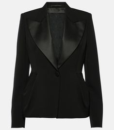 Proteo Wool Tuxedo Jacket in Black - Max Mara | Mytheresa Tailored Tuxedo For Office In Winter, Tailored Winter Tuxedo For Office, Fall Tuxedo Style Silk Blazer, Fall Tuxedo Silk Blazer, Tailored Winter Office Tuxedo, Tailored Elegant Blazer, Tailored Silk Blazer For Winter, Winter Office Tailored Tuxedo, Fall Silk Tuxedo Blazer