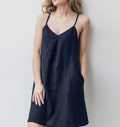 Spaghetti Strap Mini Dress, Night Shirt, Dress For Women, Pure Color, Linen Dress, Spaghetti Strap, Backless Dress, Casual Dresses, Sleeveless Dress