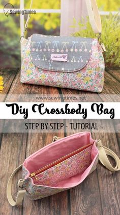 the diy cross body bag sewing pattern is shown