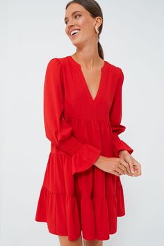 Red Crepe Kenzo Dress | Pomander Place Little Red Dress Classy, Tuckernuck Dress, Kenzo Dress, Place Dress, Milly Dress, Fall Dress, Skirt Mini, Fiery Red, Flutter Sleeve Dress