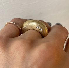 THE SOUL MATE Ring Two Stone Ring Chunky Gold Ring Solid Gold Ring Domed Ring Tire Ring High Dome Ring Size 5 Ring 14KY Gold - Etsy Round Stone Ring Designs, Lost Wax Casting Rings, Creative Rings, Tire Ring, Lost Wax Casting Jewelry, Tire Rings, Two Stone Ring, Family Ring, Soul Mates