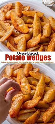 oven baked potato wedges on a white plate