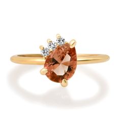 Gold & Stone Ring - This one-of-a-kind sunstone and diamond ring is a great way to remind yourself that your own light shines just as bright as any sunstone! Its available in a size 6. Blue Sapphire Studs, Oregon Sunstone, Remind Yourself, Triangle Studs, Geometric Studs, Moon Studs, Gold Anniversary, Opal Studs, Personal Power