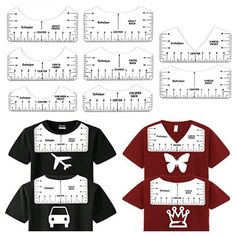 six t - shirts with rulers and cars on them