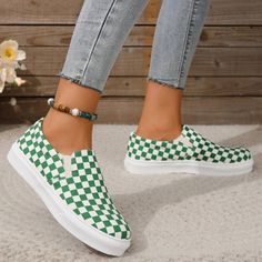 Material Rubber Style Casual Daily Element Printing Shoes Closure Type Slip-on Shoes Toe Type Round Shoes Type Comfortable Size(in) Foot Length US6EU36 9.1 US6.5EU37 9.3 US7.5EU38 9.4 US8.5EU39 9.6 US9EU40 9.8 US9.5EU41 10 US10.5EU42 10.2 US11EU43 10.4 Size(cm) Foot Length US6EU36 23 US6.5EU37 23.5 US7.5EU38 24 US8.5EU39 24.5 US9EU40 25 US9.5EU41 25.5 US10.5EU42 26 US11EU43 26.5 Tips: Due to the many variations in monitors the color in the image could look slightly different please take physical Comfortable Green Slip-on Sneakers With Round Toe, Comfortable Green Canvas Shoes With Round Toe, Spring Platform Canvas Shoes With Closed Toe, Casual Green Closed Toe Slip-ons, Green Flat Heel Canvas Shoes, Trendy Flat Heel Synthetic Canvas Shoes, Green Casual Flat Heel Canvas Shoes, Casual Green Canvas Shoes With Round Toe, Trendy Synthetic Flat Heel Canvas Shoes