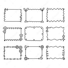 a set of hand drawn frames with different shapes and sizes