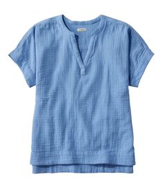 Incredibly cool and cloudlike in 100% cotton, this short-sleeve gauzy textured shirt is wonderfully crinkled and the perfect choice for warmer weather. Falls at hip. Relaxed Fit: Our most generous fit sits farthest from the body. 100% cotton in a lightweight 4 oz. crinkled gauze. Machine wash and dry. Split droptail hem. Back pleat. Imported. Fit: Relaxed Fit | Women's Cloud Gauze Shirt, Short-Sleeve, Cotton Comfortable Summer Tops For Daywear, Comfortable Cotton Tops For Daywear, Spring Cotton Top With Crinkle Texture, Spring Cotton Crinkle Texture Top, Casual Solid Tops With Crinkle Texture, Comfortable Short Sleeve Tops For Daywear, Cotton Tops With Crinkle Texture For Vacation, Cotton Top With Crinkle Texture For Vacation, Cotton Crinkle Texture Top For Vacation