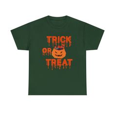 Get ready to be the life of the party with our Halloween t-shirt! Our exclusive design of pumpkins and a terrifying but fun Trick or Treat writing. Wearing this t-shirt on Halloween will make you stand out at any Halloween celebration. Plus, our premium heavy cotton unisex T-shirt is comfortable and durable, meaning you'll be able to wear it over and over again. Don't worry about fashion, this t-shirt is always in style! Casual fashion is the trend of the season and our t-shirt is perfect for an Trick Or, Life Of The Party, Halloween Trick Or Treat, Halloween Celebration, Brand Me, Halloween Hacks, Halloween T Shirt, Halloween Tshirts, Trick Or Treat